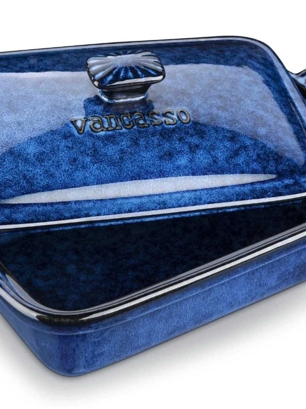 Vancasso 13.8 Qt Blue Rectangular Baker with Lid